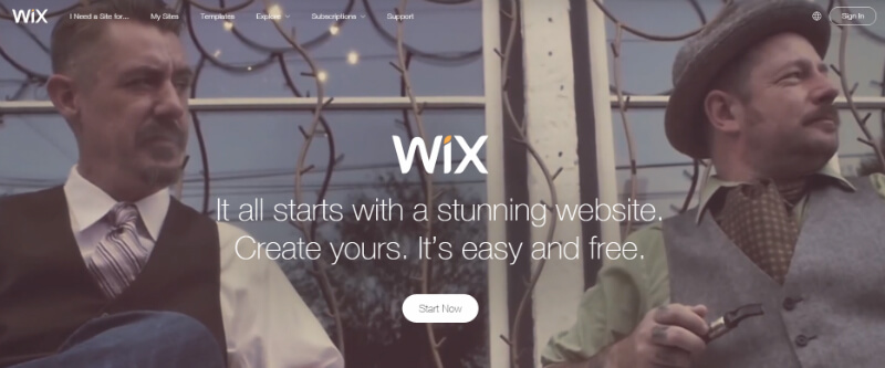 Wix.com homepage